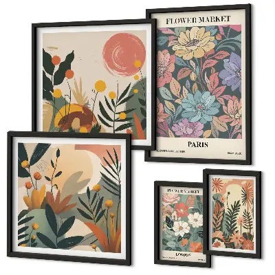 Gallery wall bloemmotieven Parijs en Londen