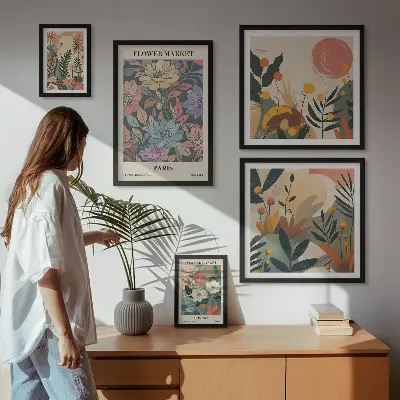 Gallery wall bloemmotieven Parijs en Londen