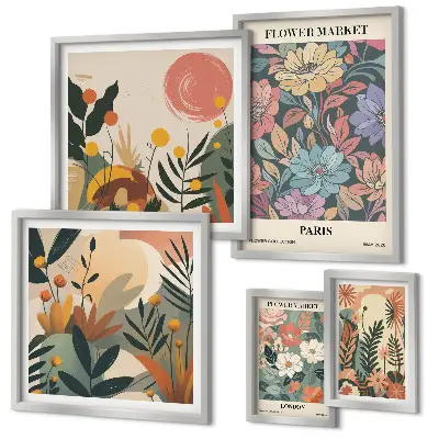 Gallery wall bloemmotieven Parijs en Londen