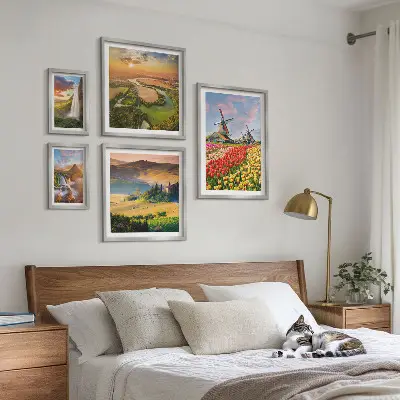 Fotowand met natuurlandschappen, watervallen en windmolens
