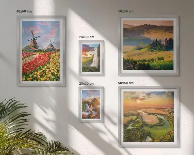 Fotowand met natuurlandschappen, watervallen en windmolens