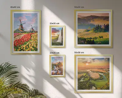 Fotowand met natuurlandschappen, watervallen en windmolens