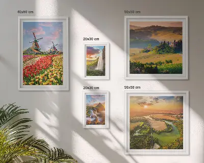Fotowand met natuurlandschappen, watervallen en windmolens