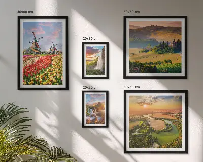 Fotowand met natuurlandschappen, watervallen en windmolens