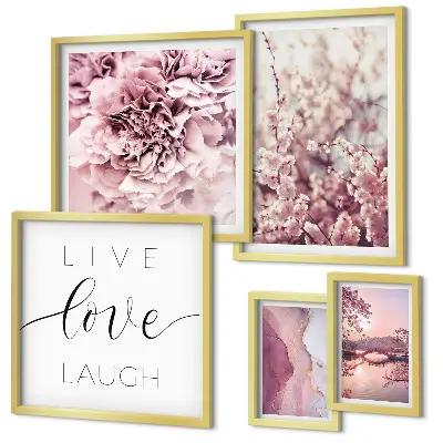 Wanddecoratie met bloemmotieven met pastelkleurige slogans