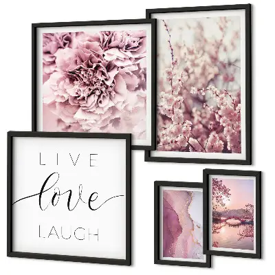 Wanddecoratie met bloemmotieven met pastelkleurige slogans