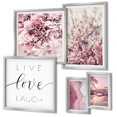 Wanddecoratie met bloemmotieven met pastelkleurige slogans