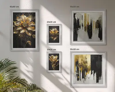 Set van moderne schilderijen met elegante bloemmotieven in een moderne stijl