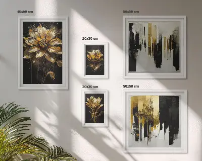 Set van moderne schilderijen met elegante bloemmotieven in een moderne stijl