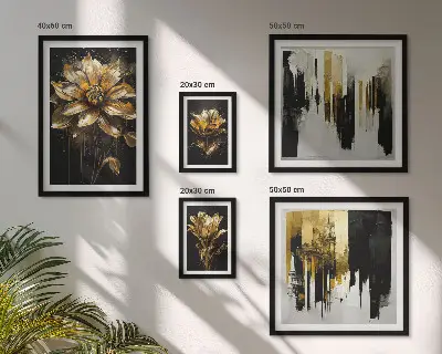 Set van moderne schilderijen met elegante bloemmotieven in een moderne stijl