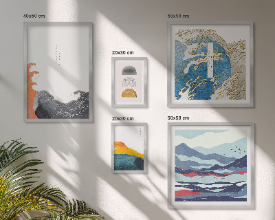 Gallery wall Japanse stijl met golven en bergen als decoratie