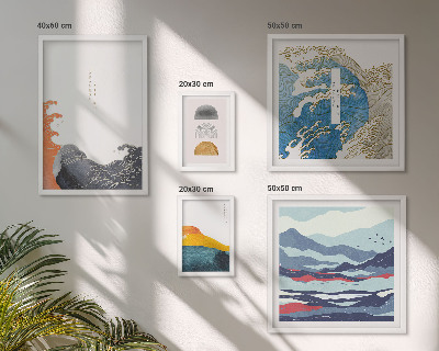 Gallery wall Japanse stijl met golven en bergen als decoratie