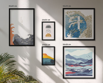 Gallery wall Japanse stijl met golven en bergen als decoratie