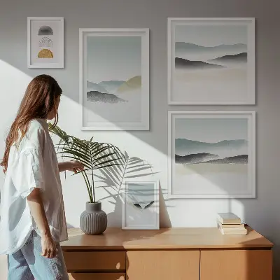 Wanddecoratie compositie Abstracte natuurlandschappen