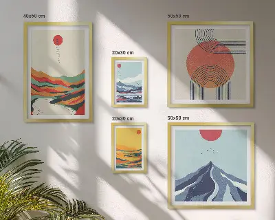 Gallery wall met abstracte berglandschappen