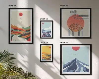 Gallery wall met abstracte berglandschappen