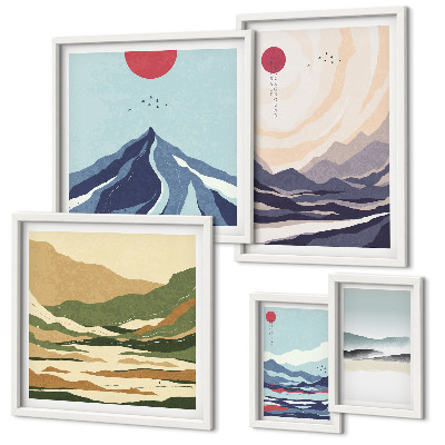 Wanddecoratie compositie Abstracte berglandschappen