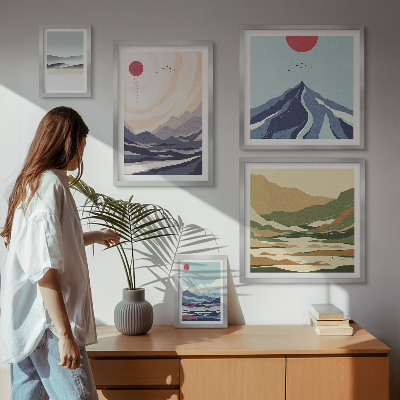 Wanddecoratie compositie Abstracte berglandschappen