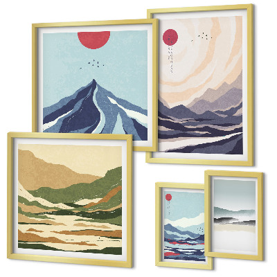 Wanddecoratie compositie Abstracte berglandschappen
