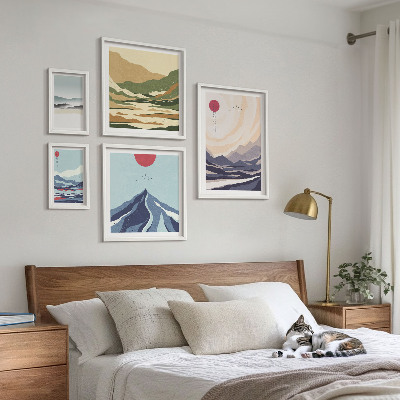 Wanddecoratie compositie Abstracte berglandschappen