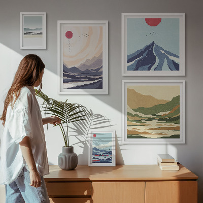 Wanddecoratie compositie Abstracte berglandschappen