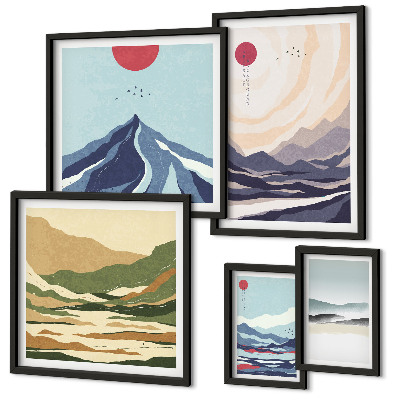 Wanddecoratie compositie Abstracte berglandschappen