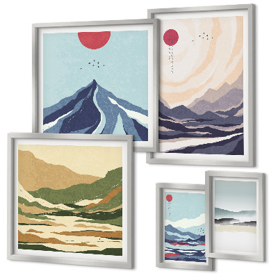 Wanddecoratie compositie Abstracte berglandschappen