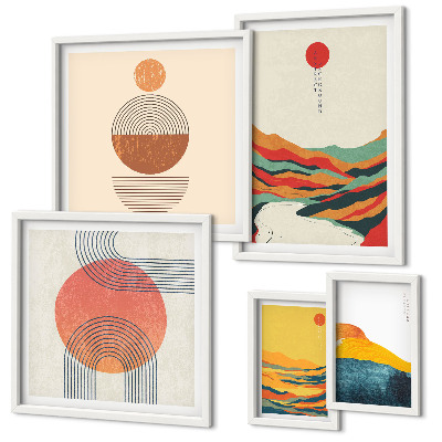 Moderne schilderijen set Abstracte geometrische landschappen