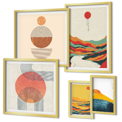 Moderne schilderijen set Abstracte geometrische landschappen
