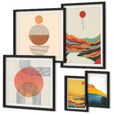Moderne schilderijen set Abstracte geometrische landschappen