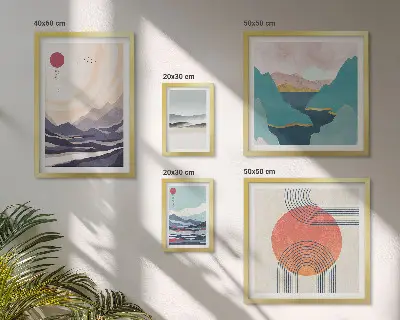 Gallery wall met abstracte berglandschappen