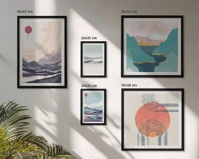 Gallery wall met abstracte berglandschappen
