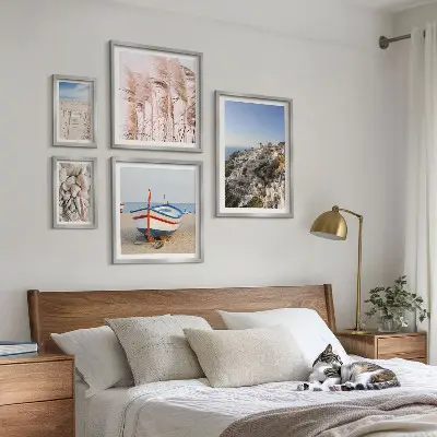 Wanddecoratie met compositie landschappen met stranden en witte gebouwen