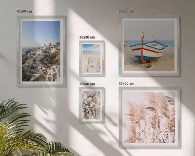 Wanddecoratie met compositie landschappen met stranden en witte gebouwen