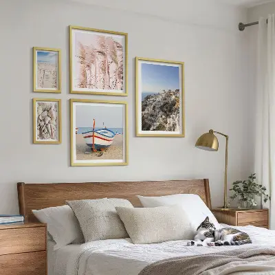 Wanddecoratie met compositie landschappen met stranden en witte gebouwen