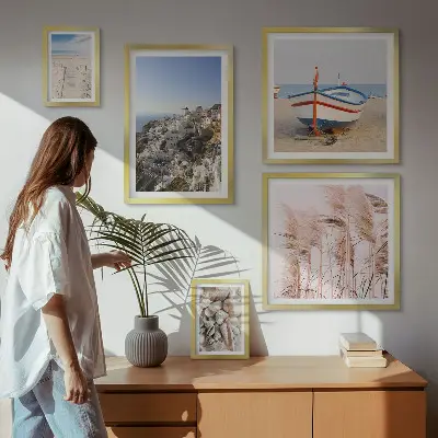 Wanddecoratie met compositie landschappen met stranden en witte gebouwen
