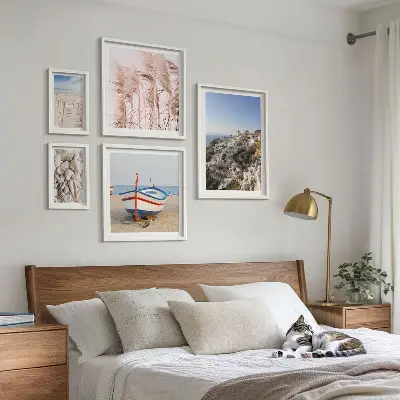 Wanddecoratie met compositie landschappen met stranden en witte gebouwen