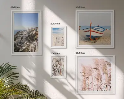 Wanddecoratie met compositie landschappen met stranden en witte gebouwen