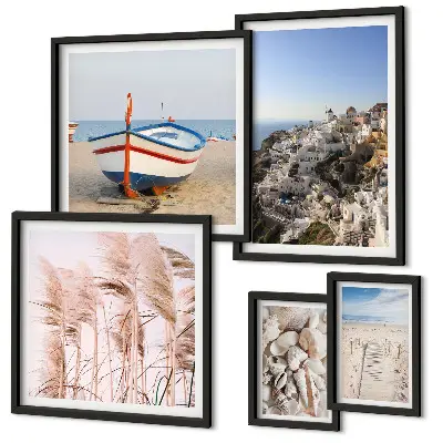 Wanddecoratie met compositie landschappen met stranden en witte gebouwen