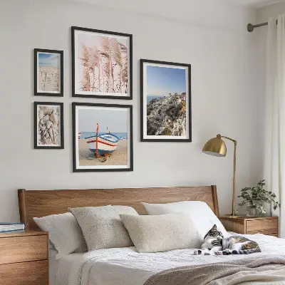 Wanddecoratie met compositie landschappen met stranden en witte gebouwen