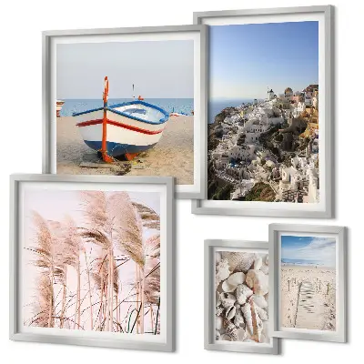 Wanddecoratie met compositie landschappen met stranden en witte gebouwen