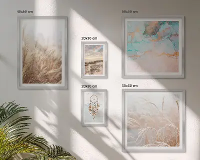 Set van moderne schilderijen met natuurlijke boho-etnische landschappen