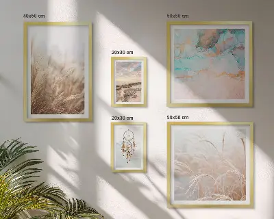Set van moderne schilderijen met natuurlijke boho-etnische landschappen