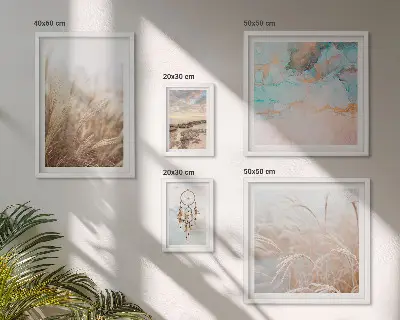 Set van moderne schilderijen met natuurlijke boho-etnische landschappen