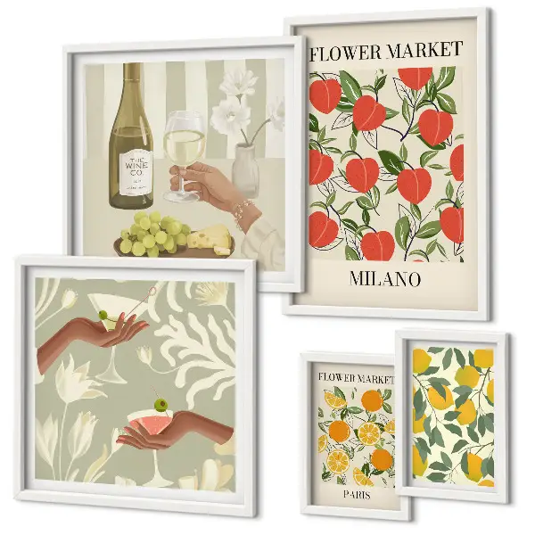 Wanddecoratie met fruit- en bloemmotief vintage stijl