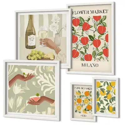 Wanddecoratie compositie Vintage fruit- en bloemenbeurs