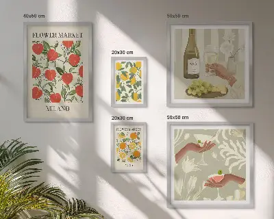 Wanddecoratie met fruit- en bloemmotief vintage stijl
