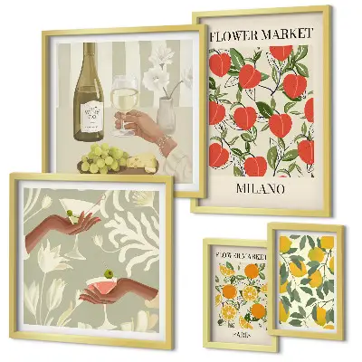 Wanddecoratie met fruit- en bloemmotief vintage stijl