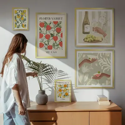Wanddecoratie met fruit- en bloemmotief vintage stijl
