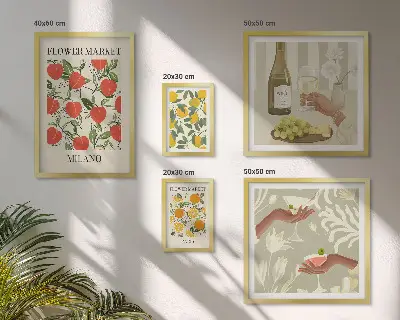 Wanddecoratie met fruit- en bloemmotief vintage stijl